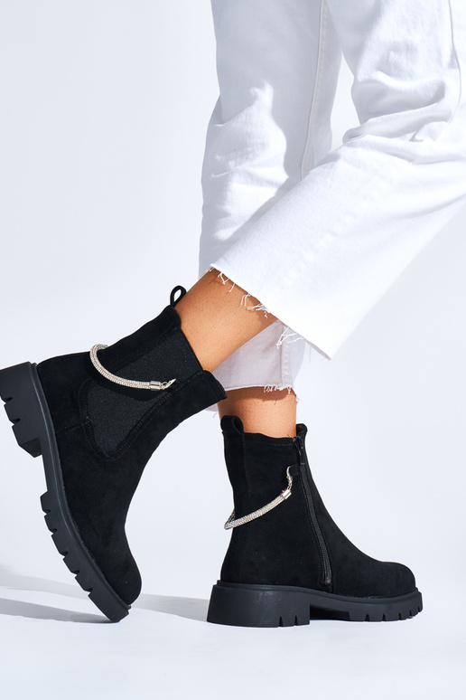 sapatos femininos pretos z ozdobnym...