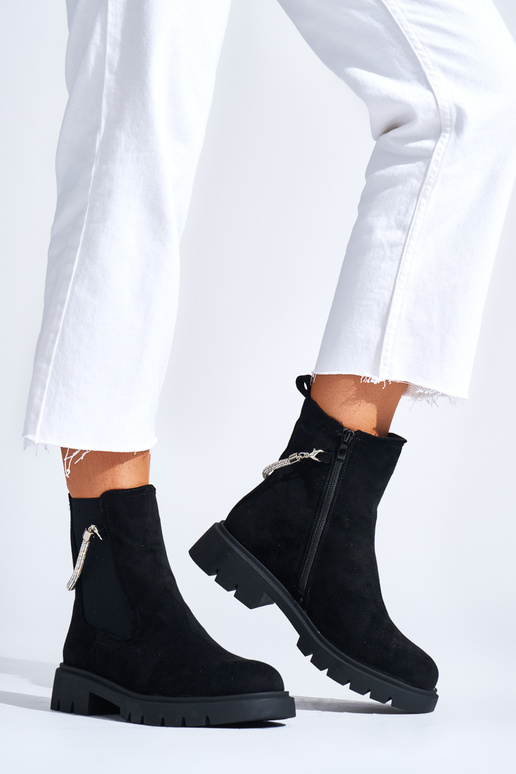 sapatos femininos pretos z ozdobnym...