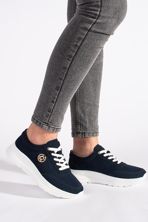 Tênis modelo tênis de couro azul...