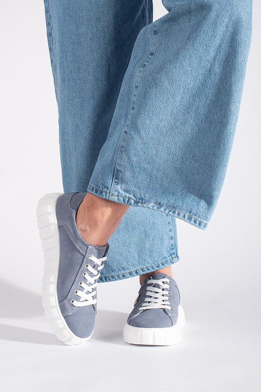 Botins azuis claros com plataforma...