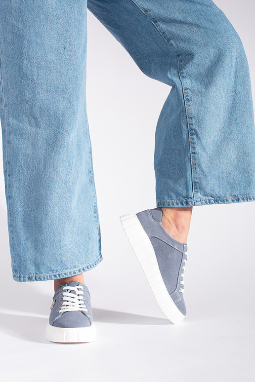 Botins azuis claros com plataforma...