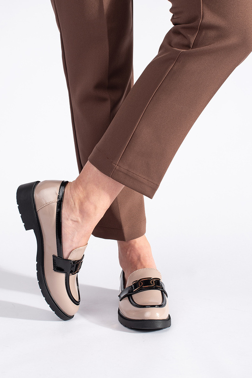 bege lacado mocassins femininos com... bege lacado mocassins femininos com...