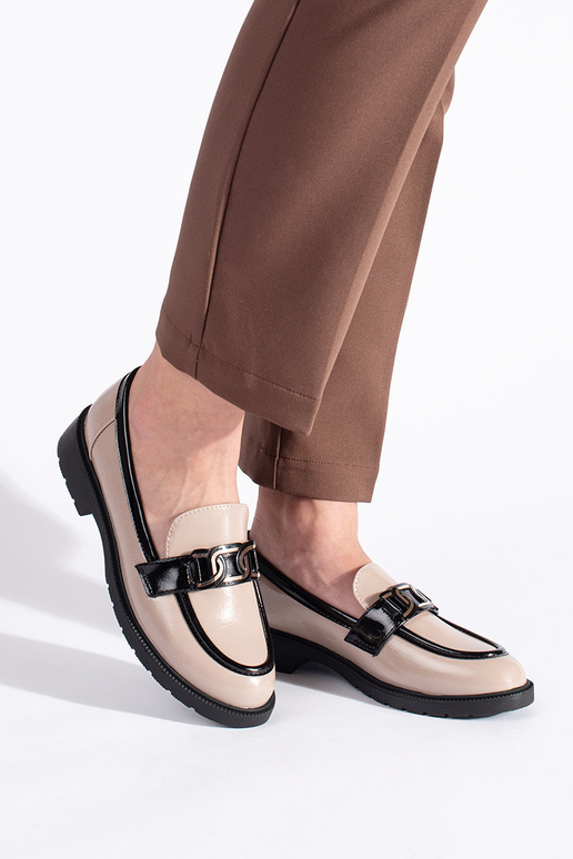 bege lacado mocassins femininos com... bege lacado mocassins femininos com...