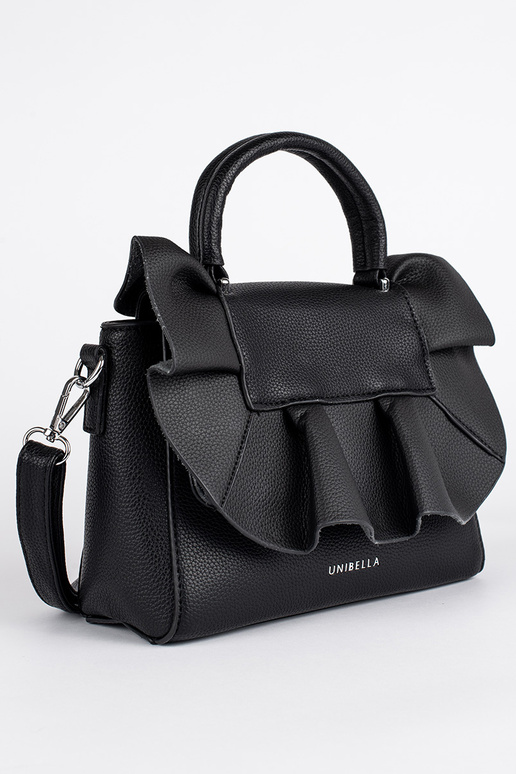 preto bolsa elegante z ozdobną falbanką