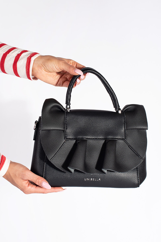 preto bolsa elegante z ozdobną falbanką