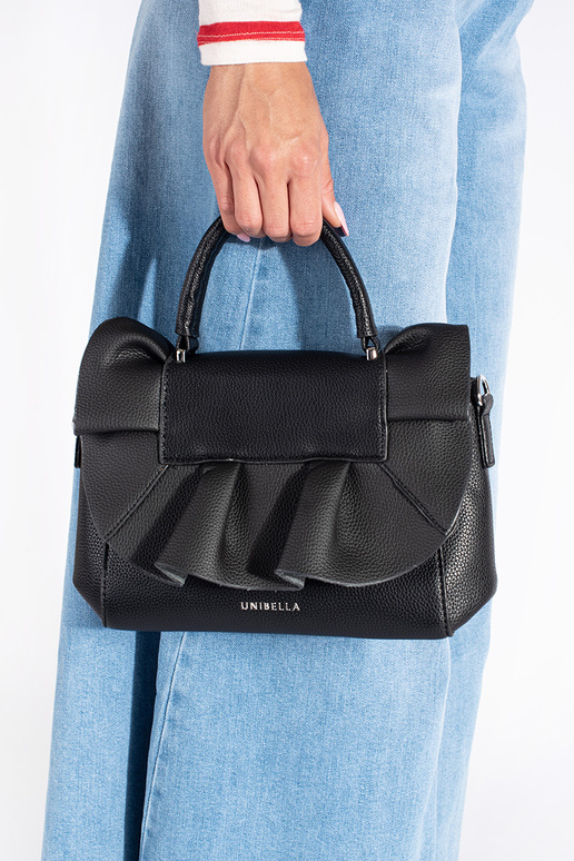 preto bolsa elegante z ozdobną falbanką