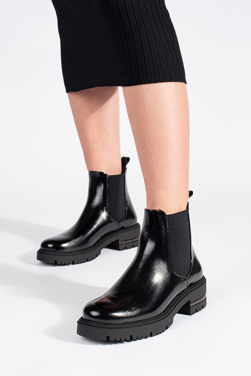 com efeito verniz Sapatos femininos...