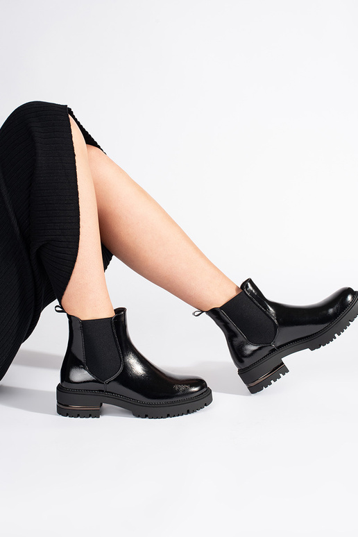 com efeito verniz Sapatos femininos...