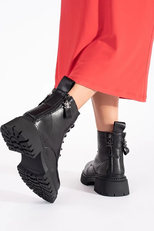 Pele cor preta amarrado Sapatos...