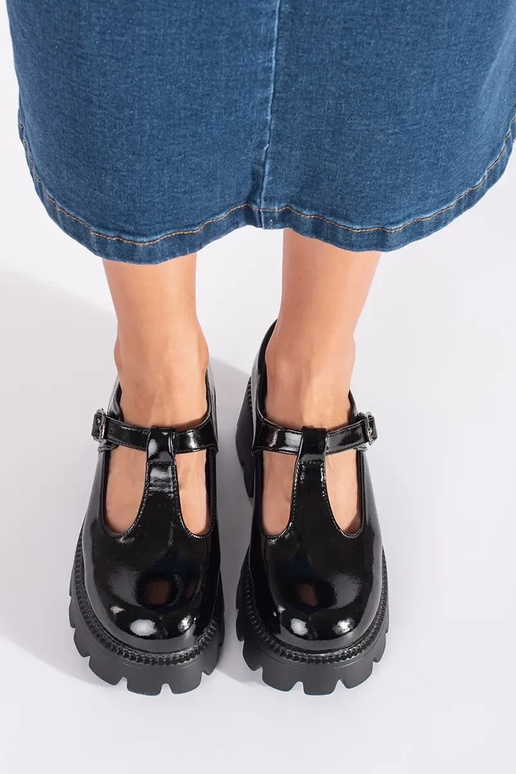 cor preta lacado Sapatos femininos...