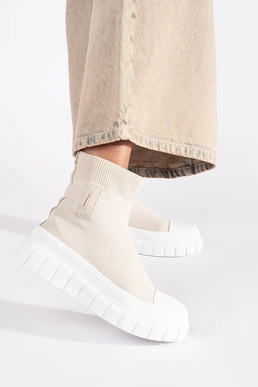 botas de plataforma alta marfim