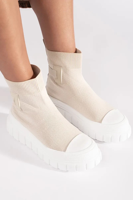 botas de plataforma alta marfim