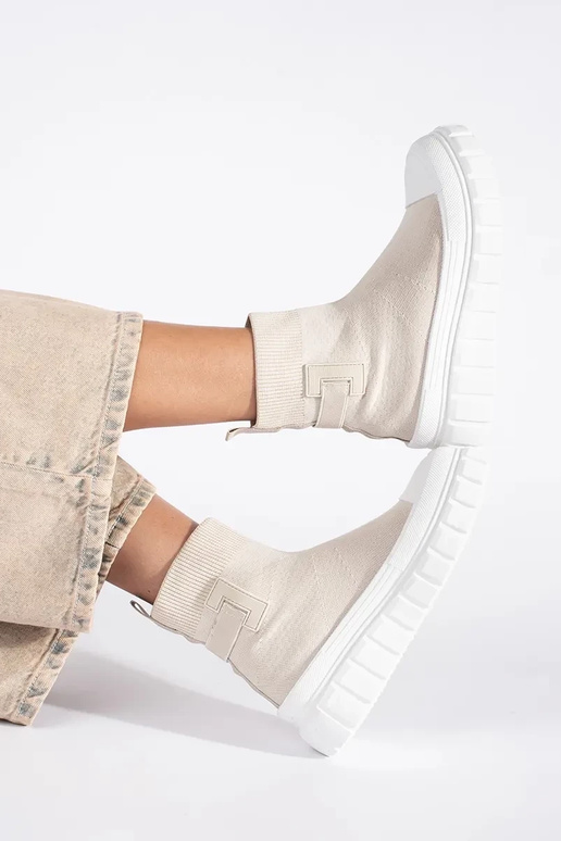 botas de plataforma alta marfim