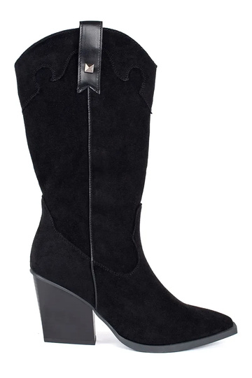 cor preta de camurça botas...