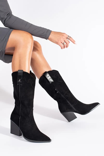 cor preta de camurça botas... 2