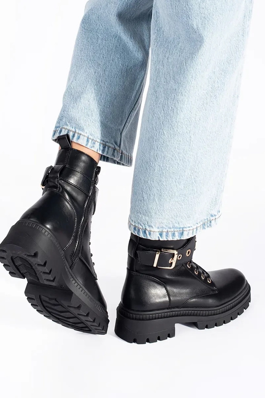 cor preta Sapatos femininos com fita...