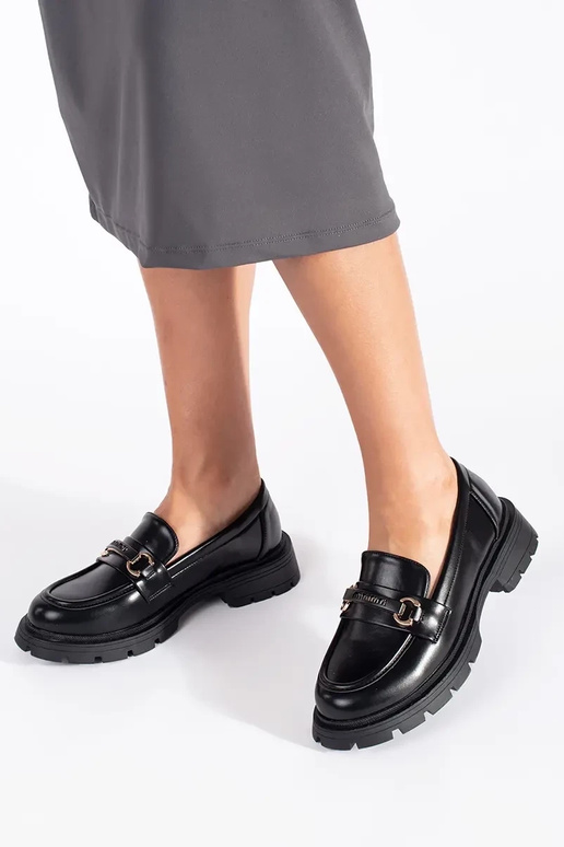 cor preta elegante mocassins femininos