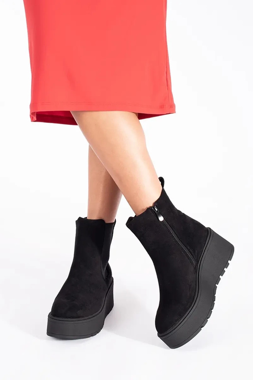 cor preta de camurça Botas Chelsea em...