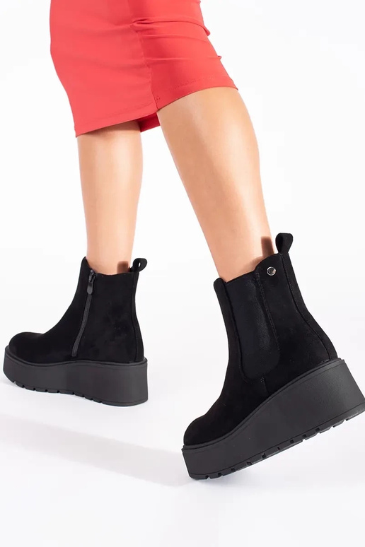 cor preta de camurça Botas Chelsea em...