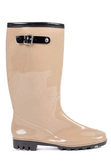 Botas de borracha bege com...