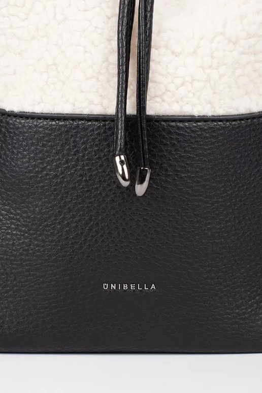 Mala de mão preta elegante com pelo