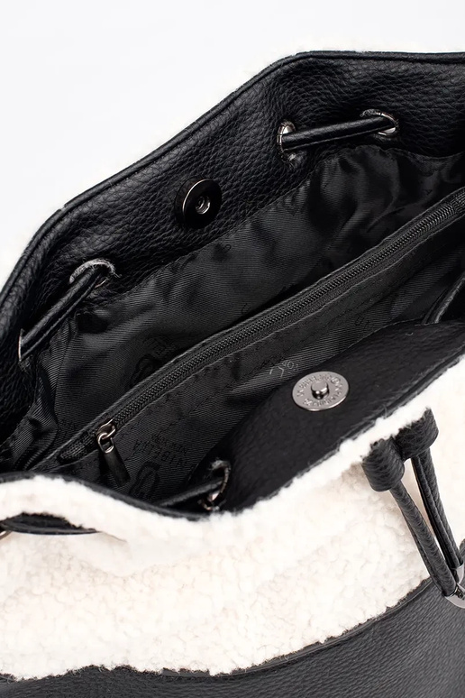 Mala de mão preta elegante com pelo