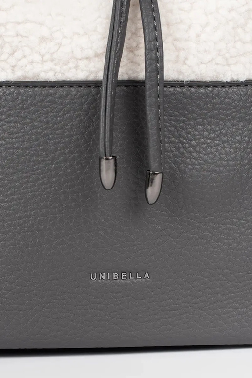 Bolsa de mão elegante cinzenta com pelo