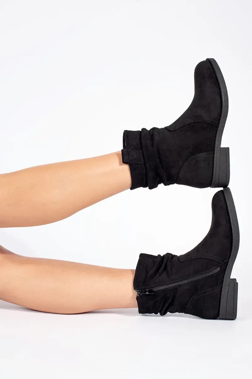 Botas de camurça preta estilo cowboy