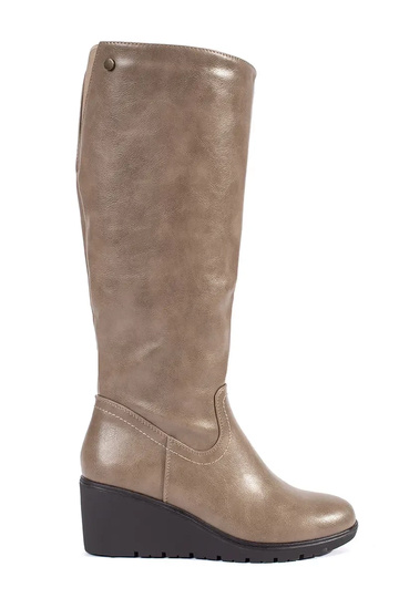 Botas longas bege com...