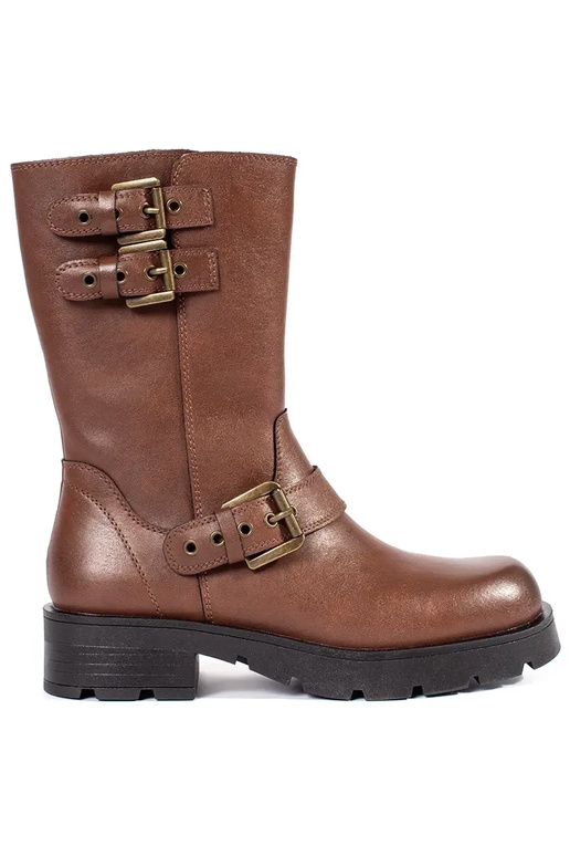 Sapatos de couro castanho com fivelas...