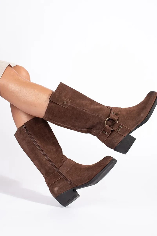 botas cowboy de couro marrom para...