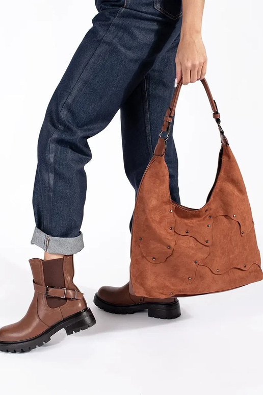 Sapatos femininos de couro marrom com...