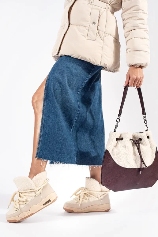 Botas de neve bege para mulher com...