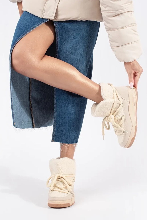 Botas de neve bege para mulher com...