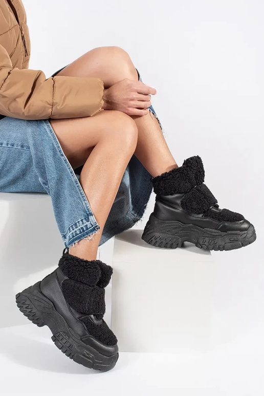 Botas de neve de plataforma pretas...