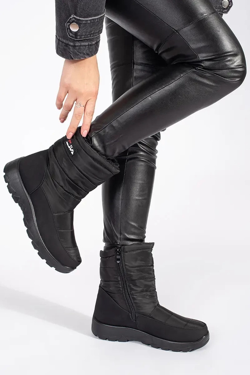 cor preta a luz Botas de neve femininas