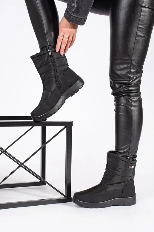 cor preta a luz Botas de neve femininas