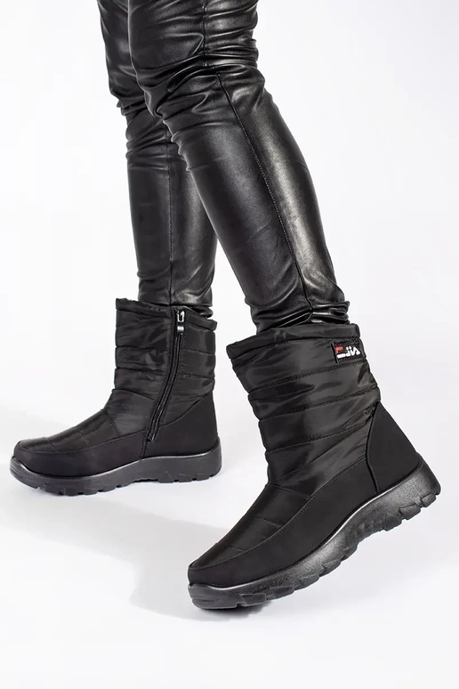 cor preta a luz Botas de neve femininas