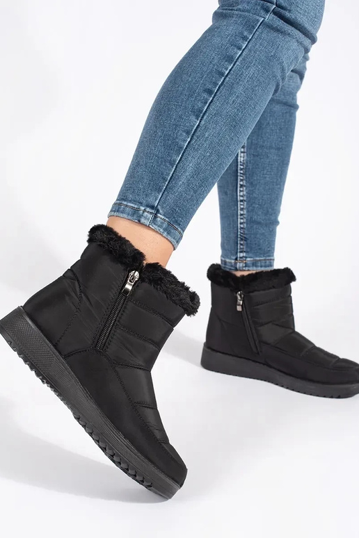 cor preta a luz Botas de neve femininas