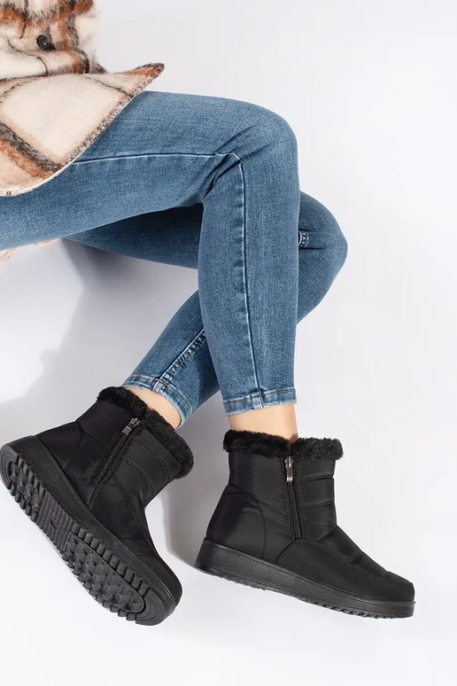 cor preta a luz Botas de neve femininas