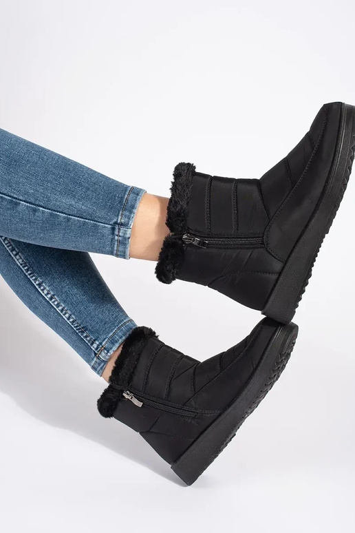 cor preta a luz Botas de neve femininas