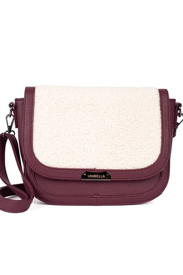 Bolsa de mão borgonha com pelo