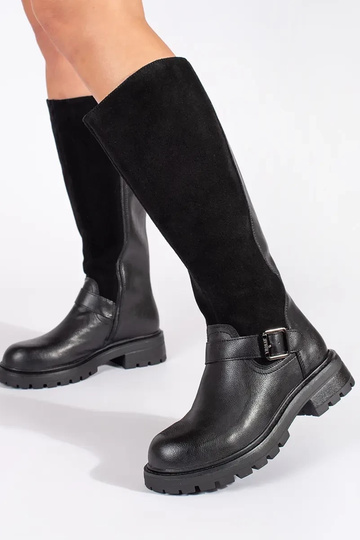 Botas de couro preto com... 2