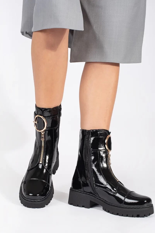 cor preta lacado sapato z ozdobnym...