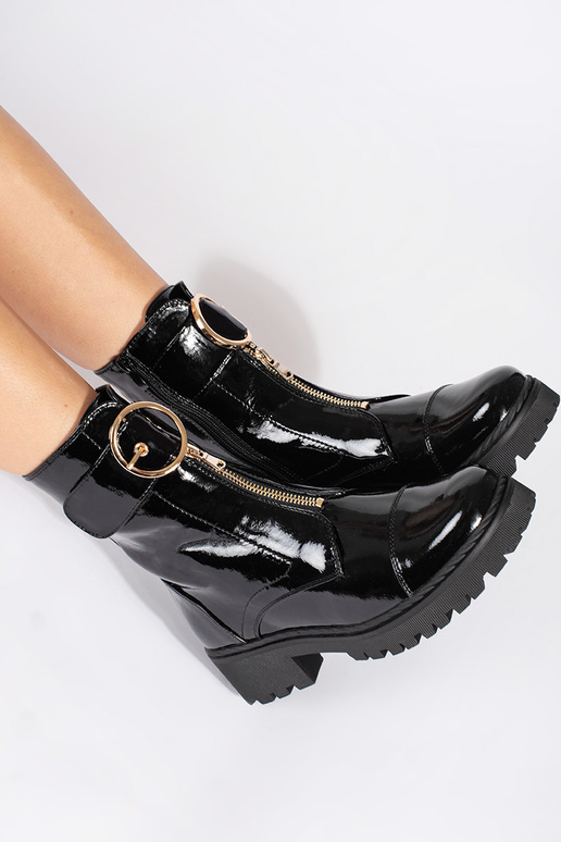 cor preta lacado sapato z ozdobnym...