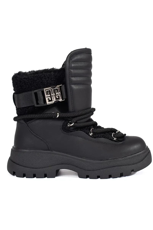 cor preta Botas de neve femininas com...