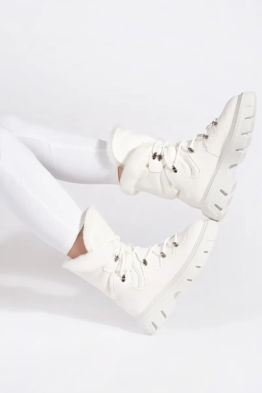 cor branca amarrado Botas de neve...