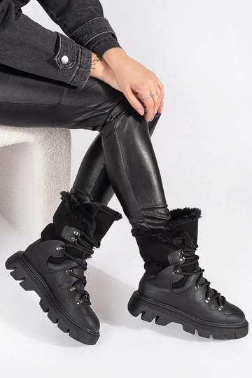 cor preta amarrado Botas de... 2