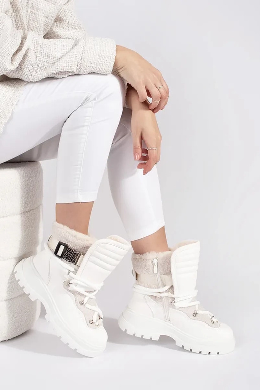 cor branca Botas de neve femininas...