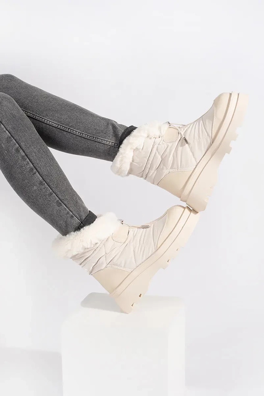 bege Botas de neve femininas z cor...